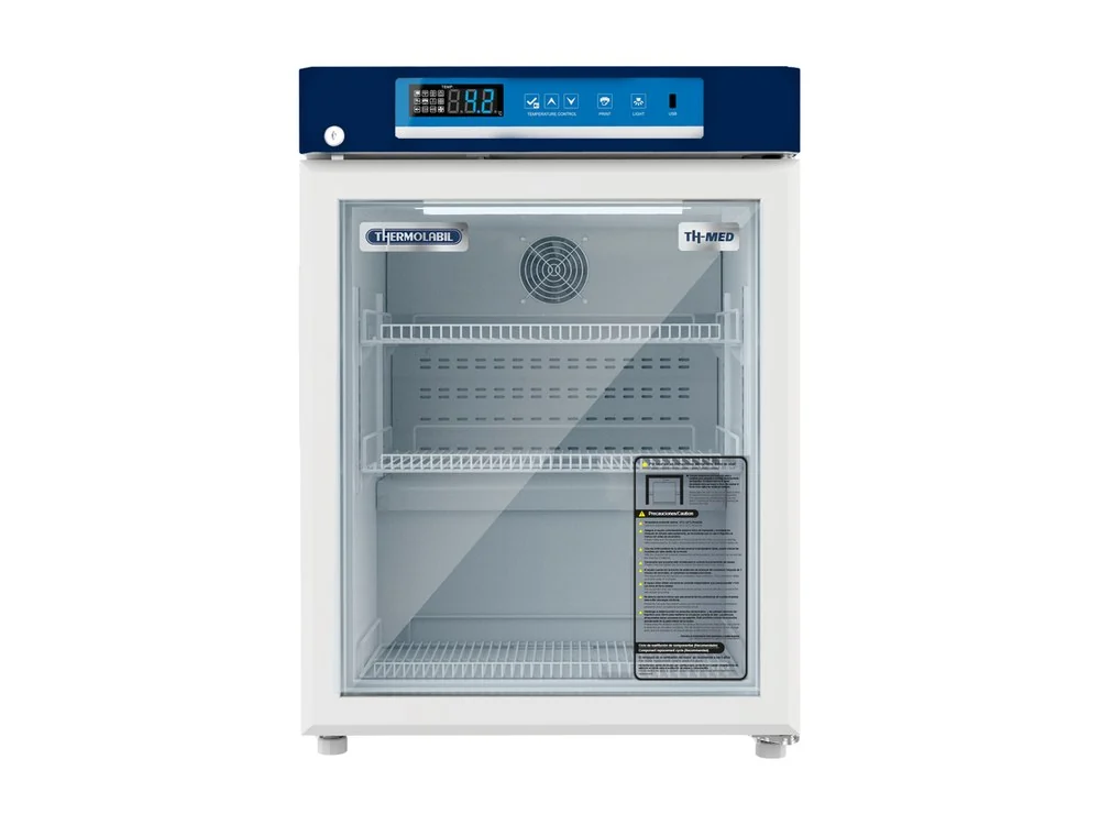 Nevera de farmacia con puerta de cristal y control digital de temperatura