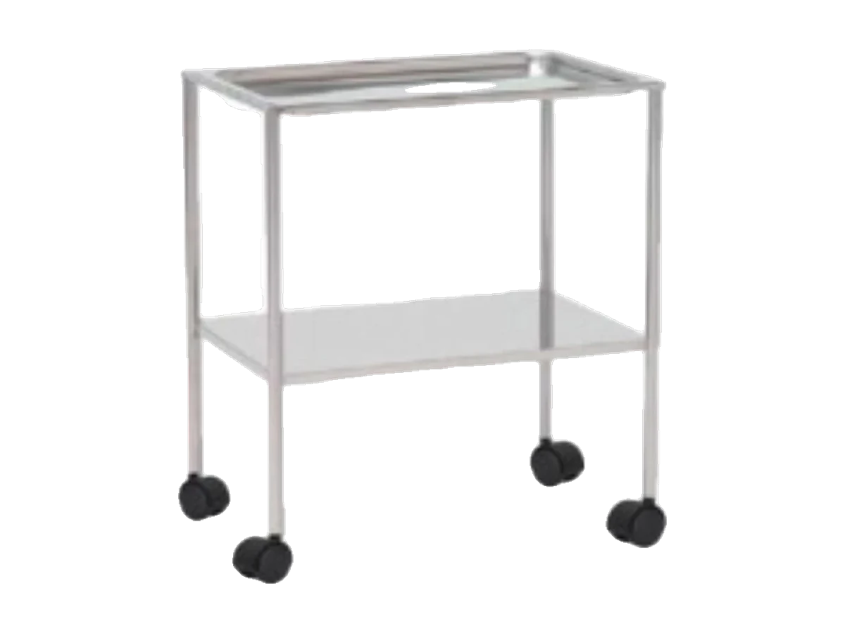 Mesa auxiliar clínica de acero inoxidable con ruedas