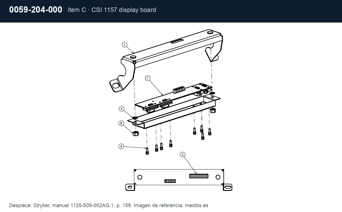 Despiece Stryker con la pieza 0059-204-000 (placa de display de la empuñadura Zoom), ítem C