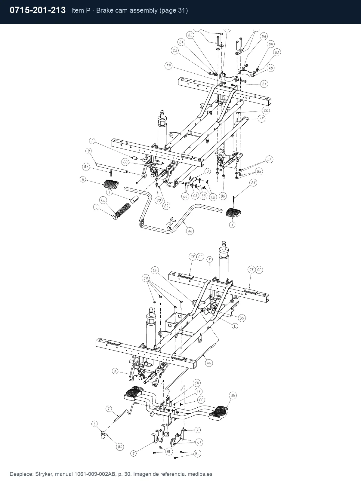 Despiece Stryker con la pieza 0715-201-213 (conjunto de leva de freno), ítem P