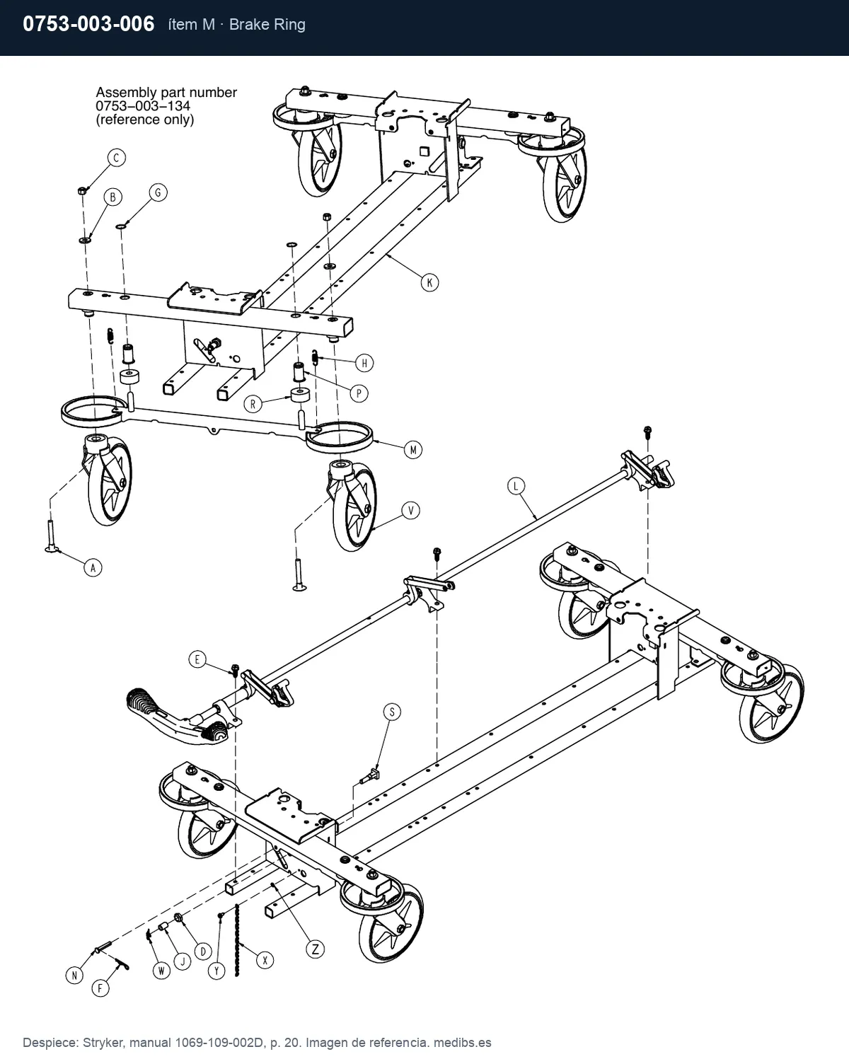 Despiece Stryker con la pieza 0753-003-006 (aro de freno gris), ítem M