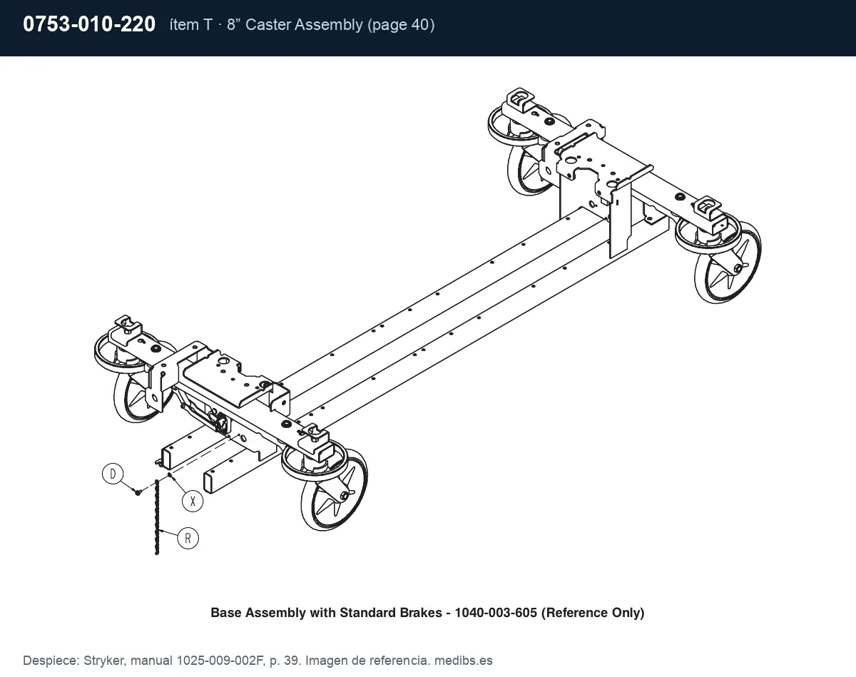 Despiece Stryker con la pieza 0753-010-220 (conjunto de rueda 8 pulgadas), ítem T