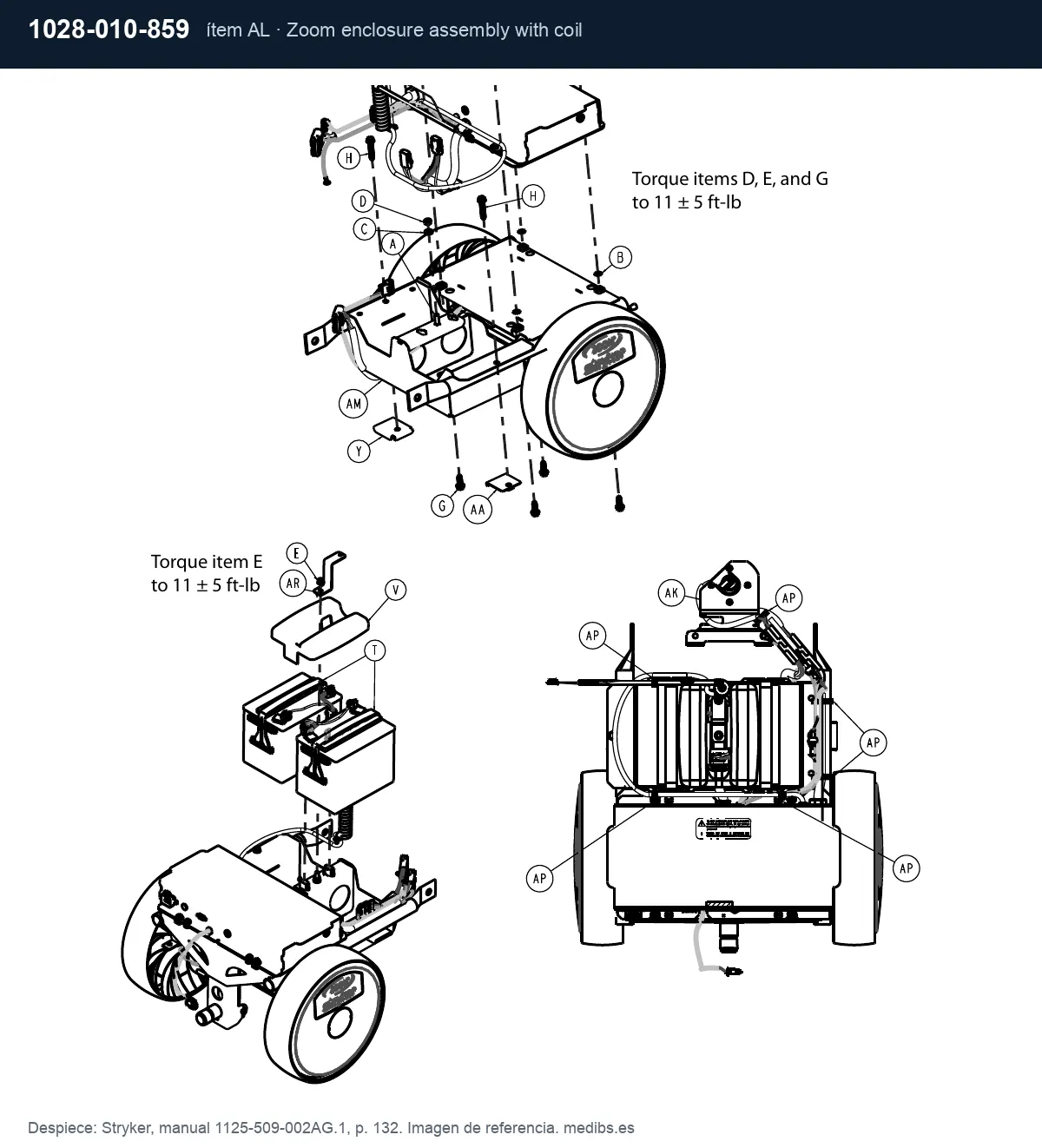 Despiece Stryker con la pieza 1028-010-859 (caja electrónica de tracción Zoom con cable espiral), ítem AL