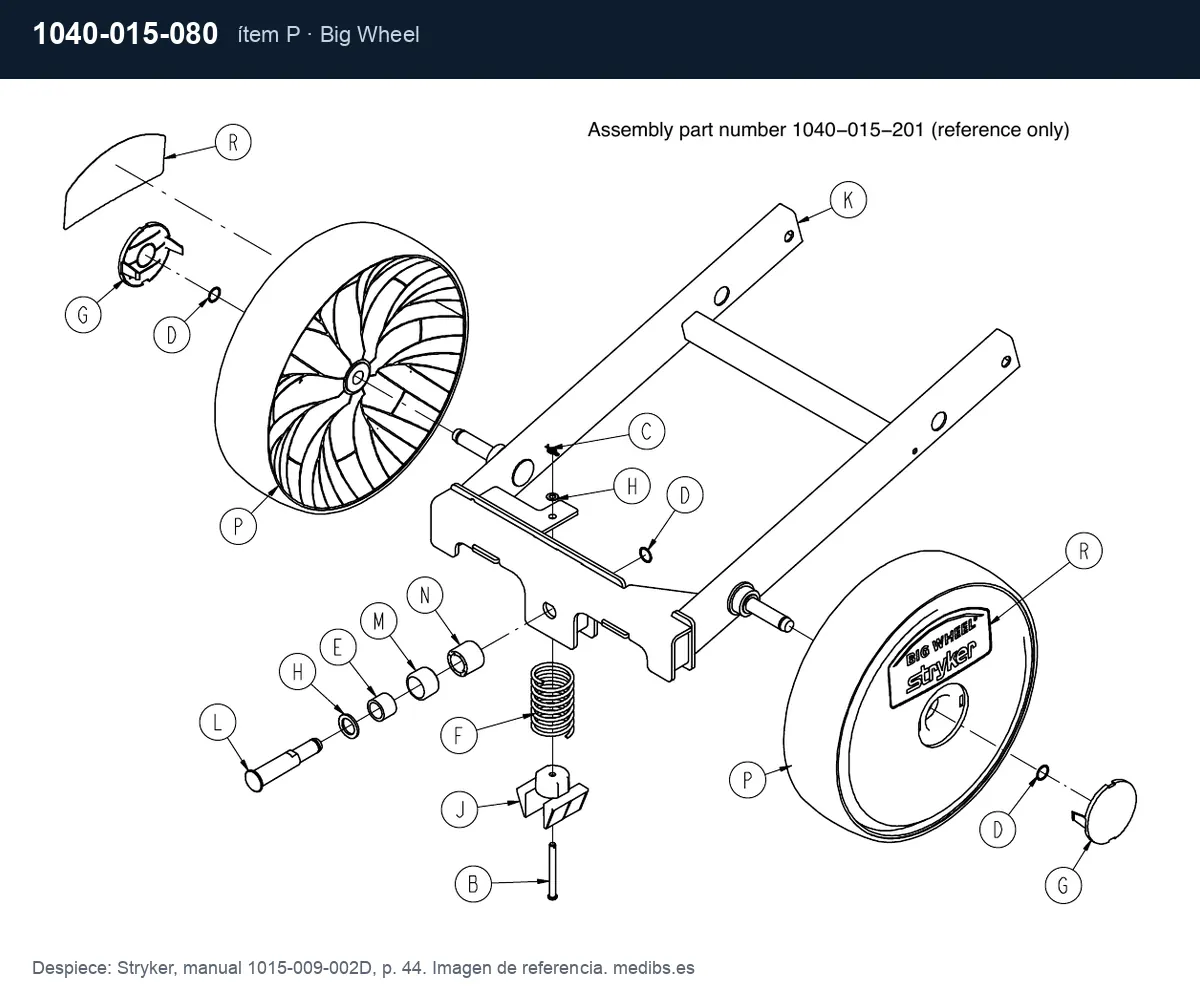 Despiece Stryker con la pieza 1040-015-080 (rueda central Big Wheel), ítem P