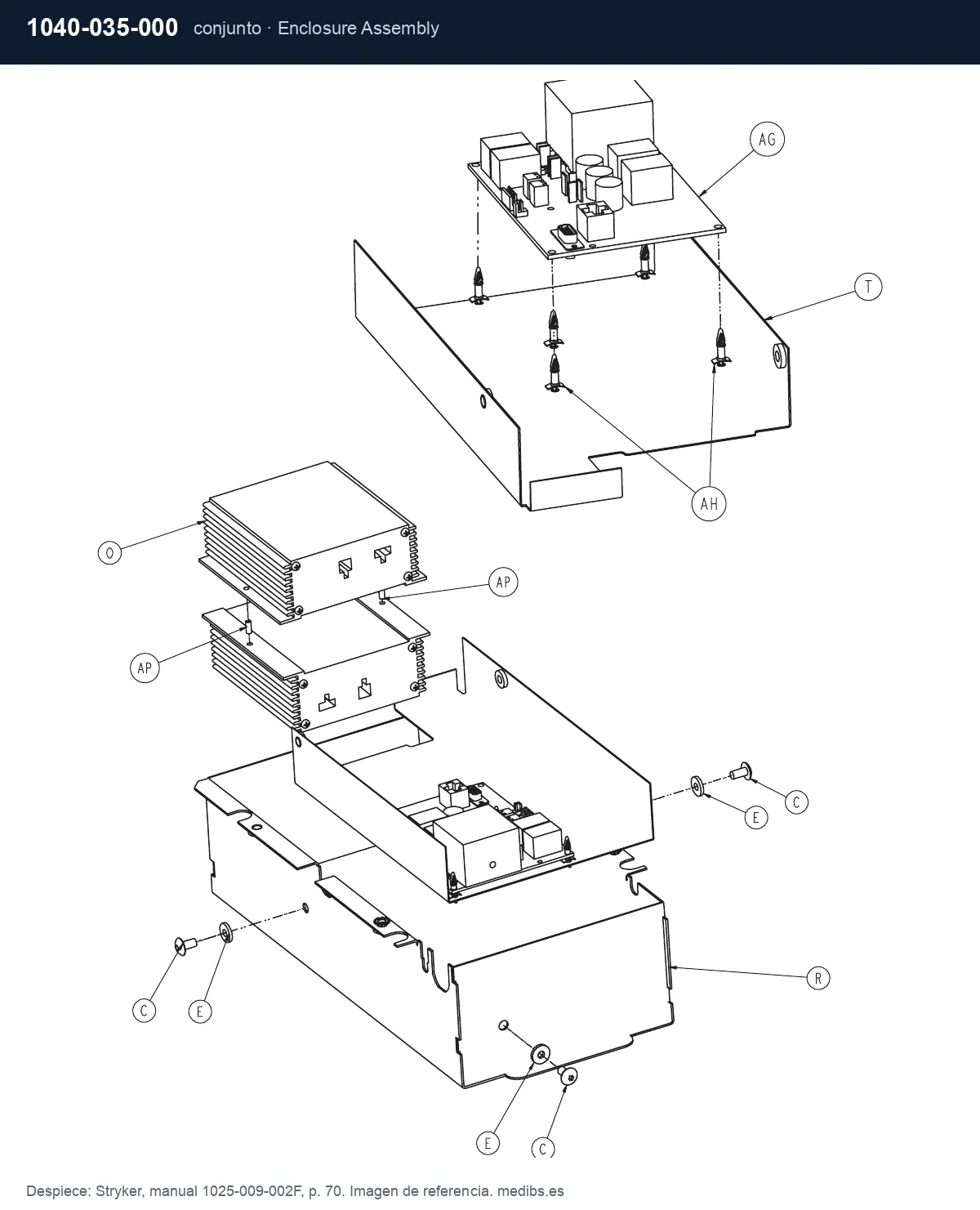Despiece del conjunto Stryker 1040-035-000 (caja de control Zoom)