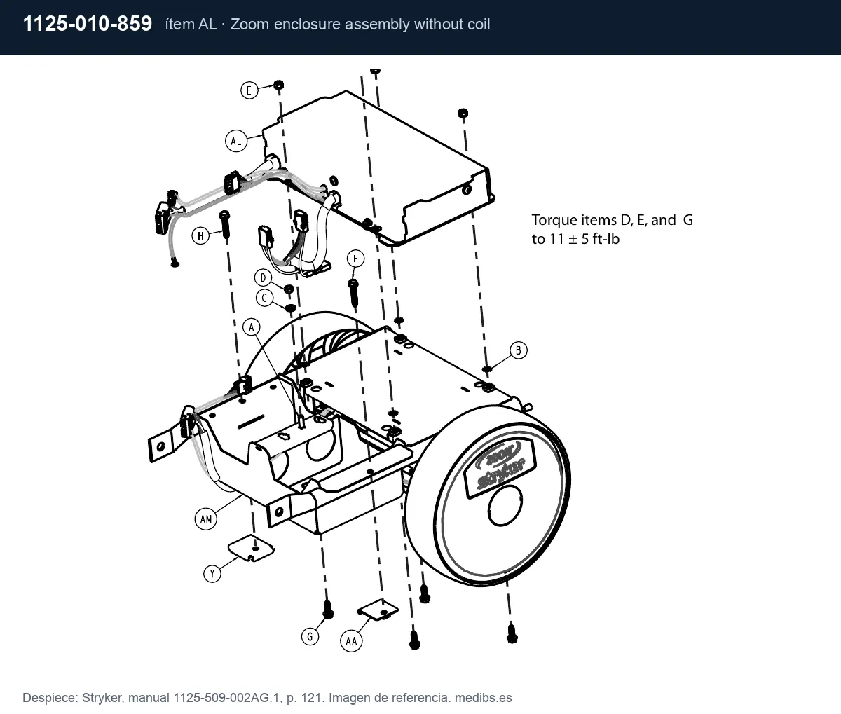 Despiece Stryker con la pieza 1125-010-859 (caja electrónica de tracción Zoom sin cable espiral), ítem AL