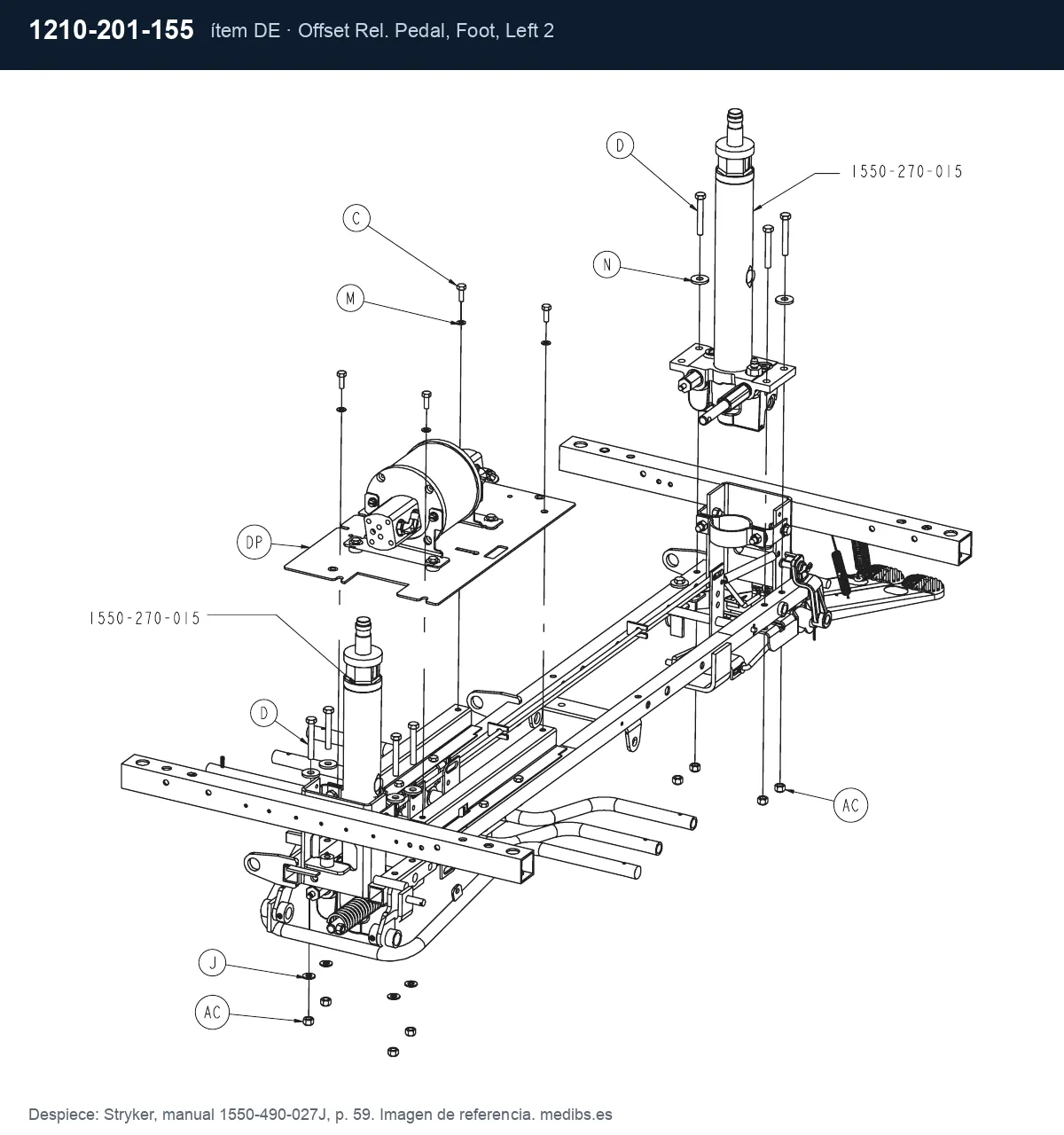 Despiece Stryker con la pieza 1210-201-155 (pedal de descenso lado pies), ítem DE